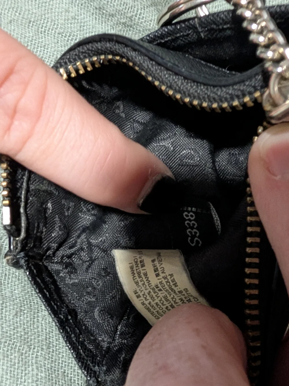 Kate Spade Black Saffiano Leather Zip Card Case Wallet Keychain Coin Pouch